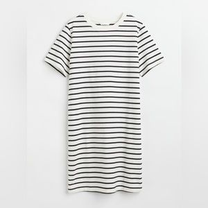 H&M White & Black Striped T-shirt Dress